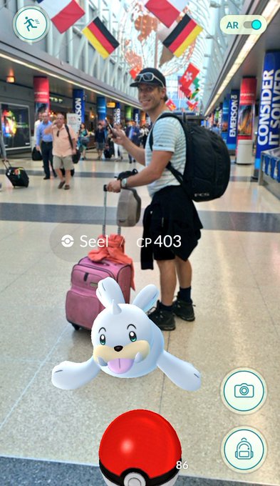 Back home from visiting my family &amp; so happy I caught a Seel at the Chicago Airport! 😂 #TeamInstinct<a href="/tag/teaminstinct"class="tags"><span>#teaminstinct</span></a>