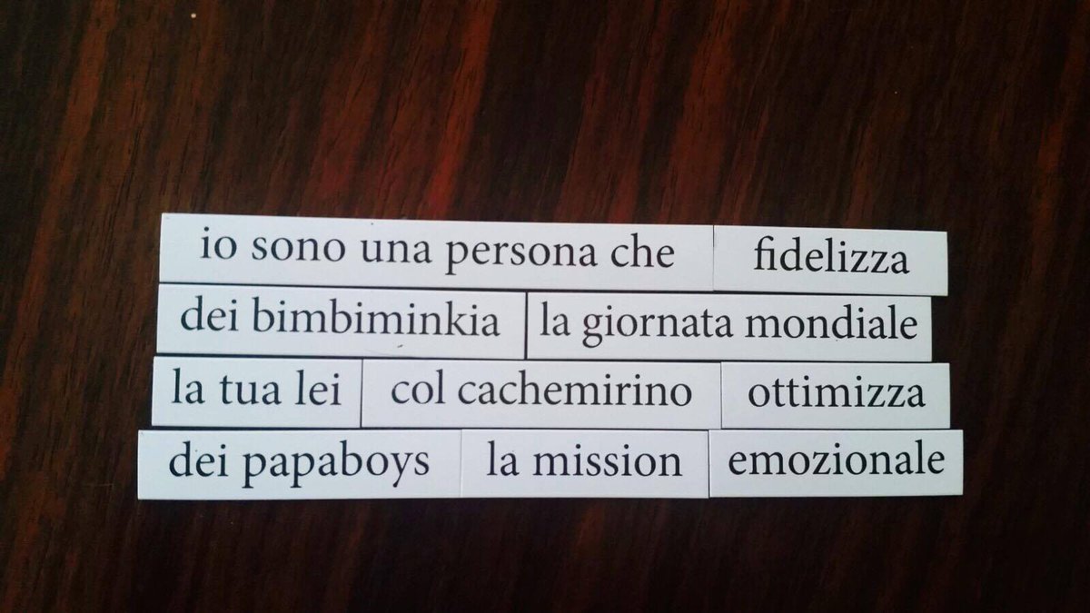 FiorlettaF's tweet photo. poesie #orrende con #paroleorrende magnetiche @VincenzoOstuni @TicEdizioni [M.Manganelli] #gadget #magneti #estate16 https://t.co/7gio6cS9Ax