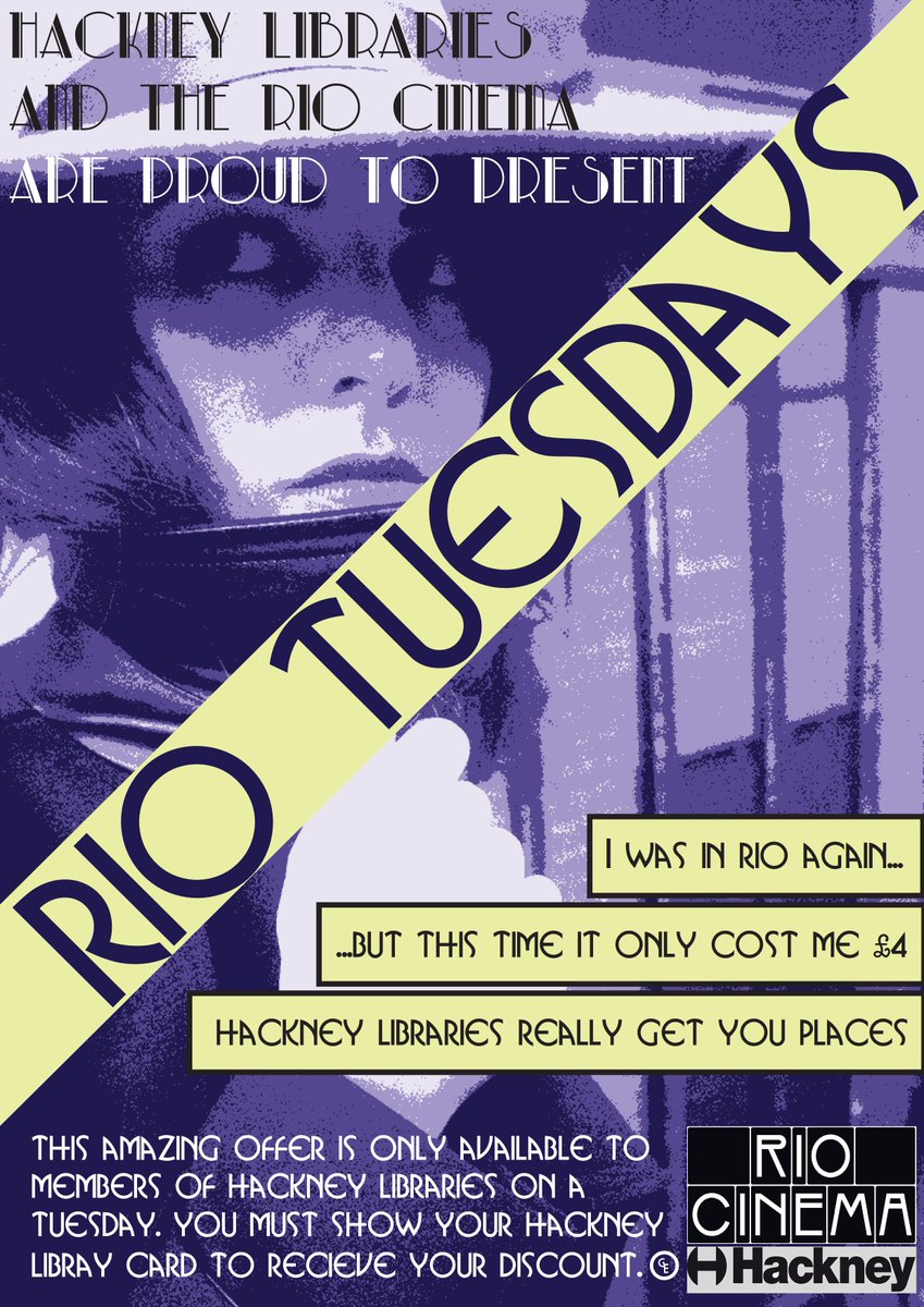hackneylibs's tweet image. If you show your Hackney Library Card @riocinema today, you only pay £4 (children £3)! @LoveHackney @hackneycouncil