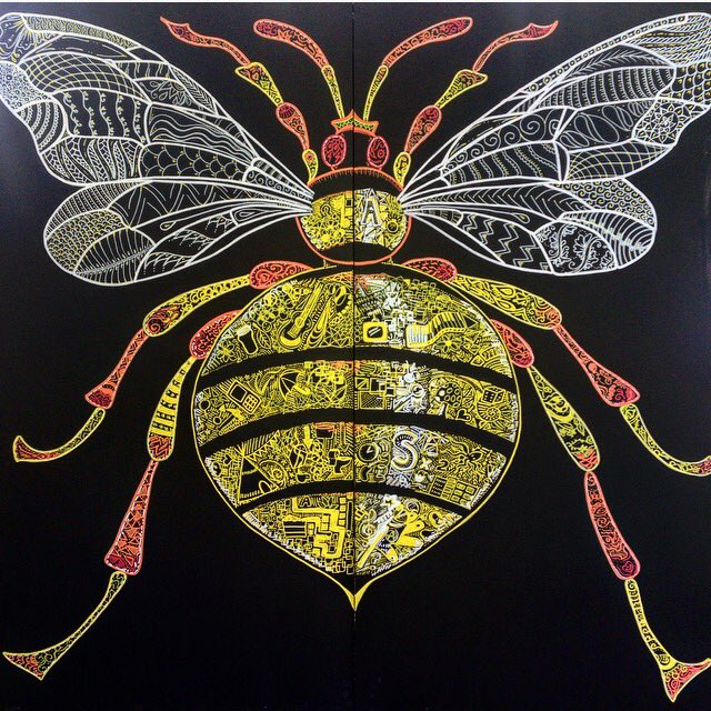 PlanetBlueHaze's tweet photo. Remember the butterfly from last year, we now have a bee too #cambridgefolkfestival #CFF #cambridgelive #doodlebee https://t.co/4I5MTd7vSZ