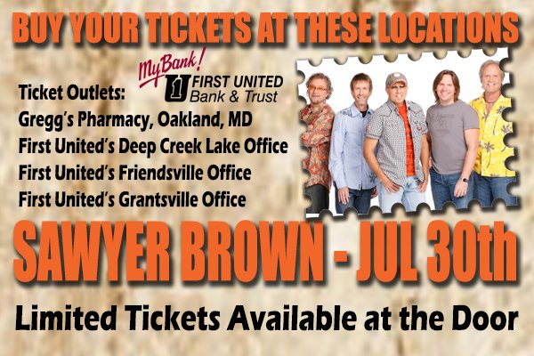 GarrettFair's tweet photo. Come see @SawyerBrownLive at the Garrett County Fair on 7/30. Get your tickets now! https://t.co/SZmSD0wBKu https://t.co/KGRrVJa6x1