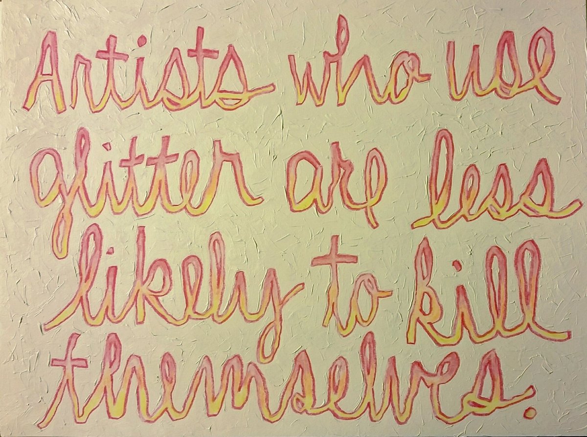 alexgingrow's tweet photo. Colored pencil, watercolor, &amp; oil on paper, 9 x 12, 2016. #contemporaryart #art #textbasedart #glitter #alexgingrow https://t.co/pEtbCeoExW