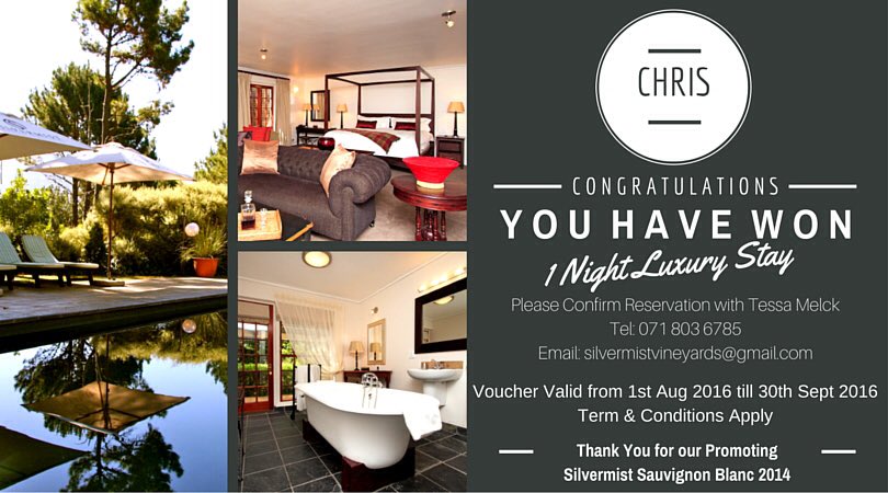 SilvermistWine's tweet photo. Congratulations to Chris @cheyne_reaction who is the Winner of the Silvermist sales incentive @vivMorrisby #winner https://t.co/oJMrA76VKu