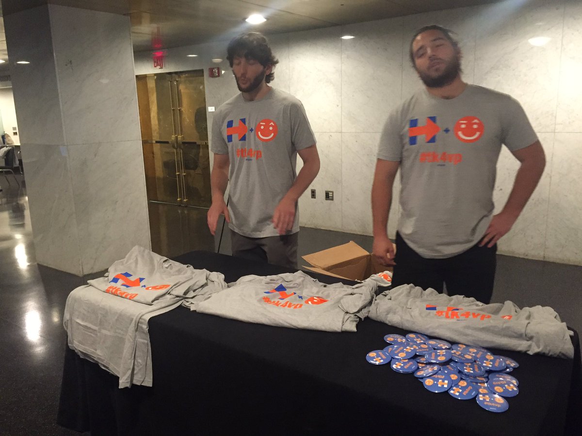 kailanikm's tweet image. For sale at the Virginia delegation breakfast this morning: #tk4vp buttons and shirts. #DemsInPhilly