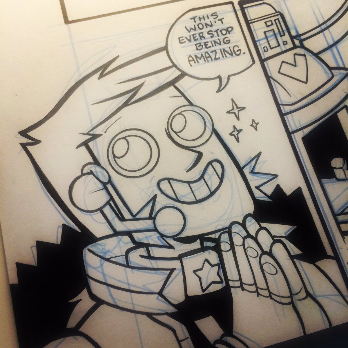 JarrettWilliams's tweet photo. This morning's work in progress π Ace having a joyful moment β¨ #comics #inks #HyperForceNeo @Z2comics https://t.co/D94R8dtsuc