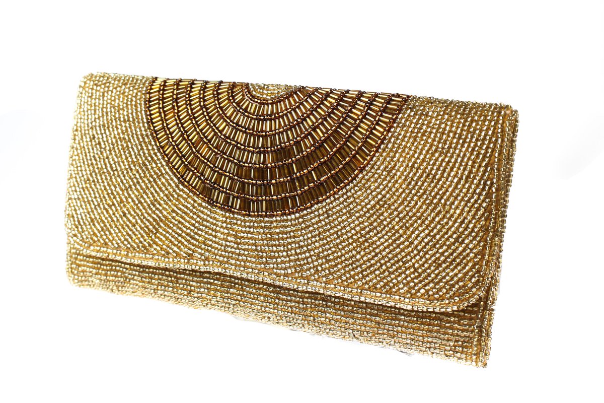 #Gold Beaded Clutch