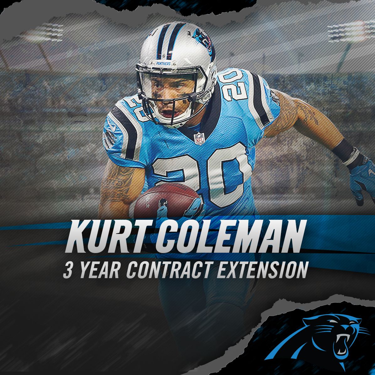 Panthers's tweet photo. The #Panthers have signed Kurt Coleman to a three-year contract extension! 

More Info » https://t.co/h49wNexSv2 https://t.co/JjPh40vlrS