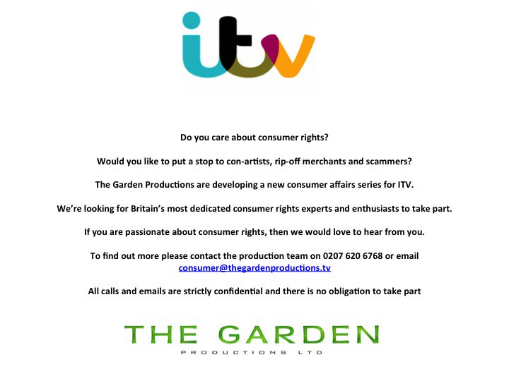 Consumer_tv's tweet image. @tonysales01 Hi Tony, would like to talk to you about a new ITV series we are developing, please get in touch.