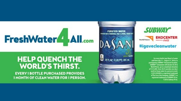 EKOCENTER's tweet photo. Now at select @SUBWAY stores, join us and @WorldVision in expanding safe #water access! https://t.co/PiktLG32i6 https://t.co/xxAW81kuW0