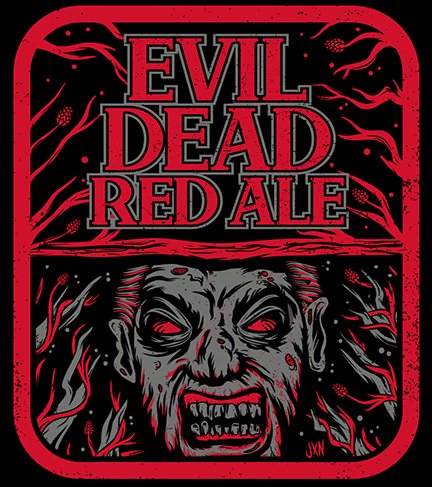 AleSmithBrewing's tweet photo. Here it is, the culmination of our #EvilDeadRed fan label, a fantastically spooky design by @JaredJaxson! #sdbeer https://t.co/t58vZjFk5Q