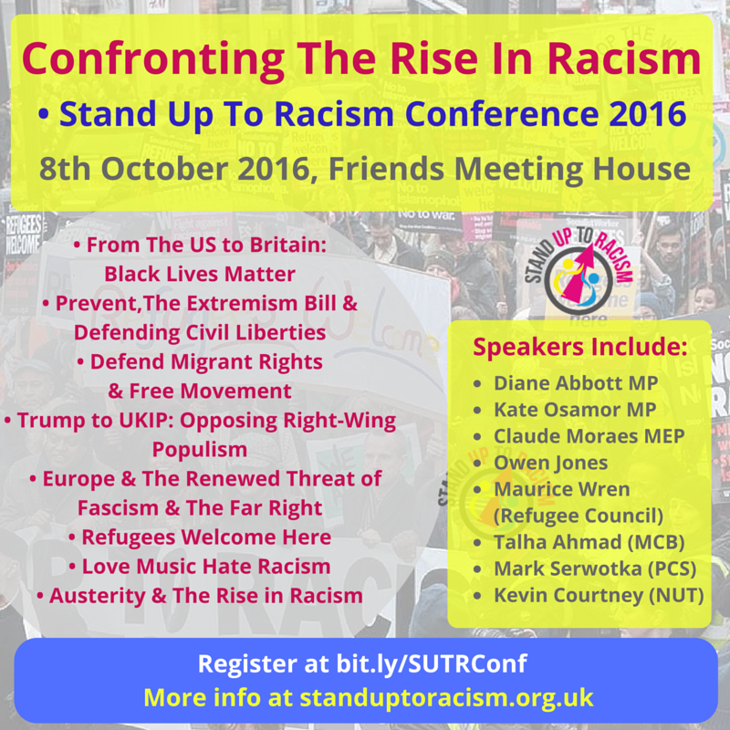 AntiRacismDay's tweet photo. We need to confront this rise in racism - register now for our conference on 8th Oct https://t.co/4z5rPXA3po https://t.co/VPfme7U5TY