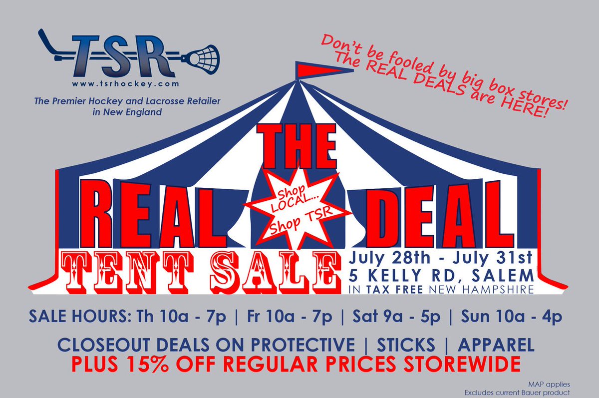 NHIceCats's tweet photo. Visit our friends at @TSR_HOCKEY this weekend for their annual tent sale! https://t.co/Em42aMNwiS
