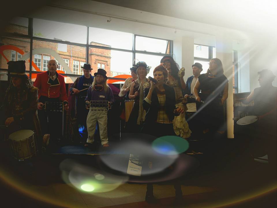HaresMarch's tweet photo. Mad March Hares playing at the Ipswich Library and for a third time in a row Global Rhythms on Christchurch Park! https://t.co/RVJLEtf87X