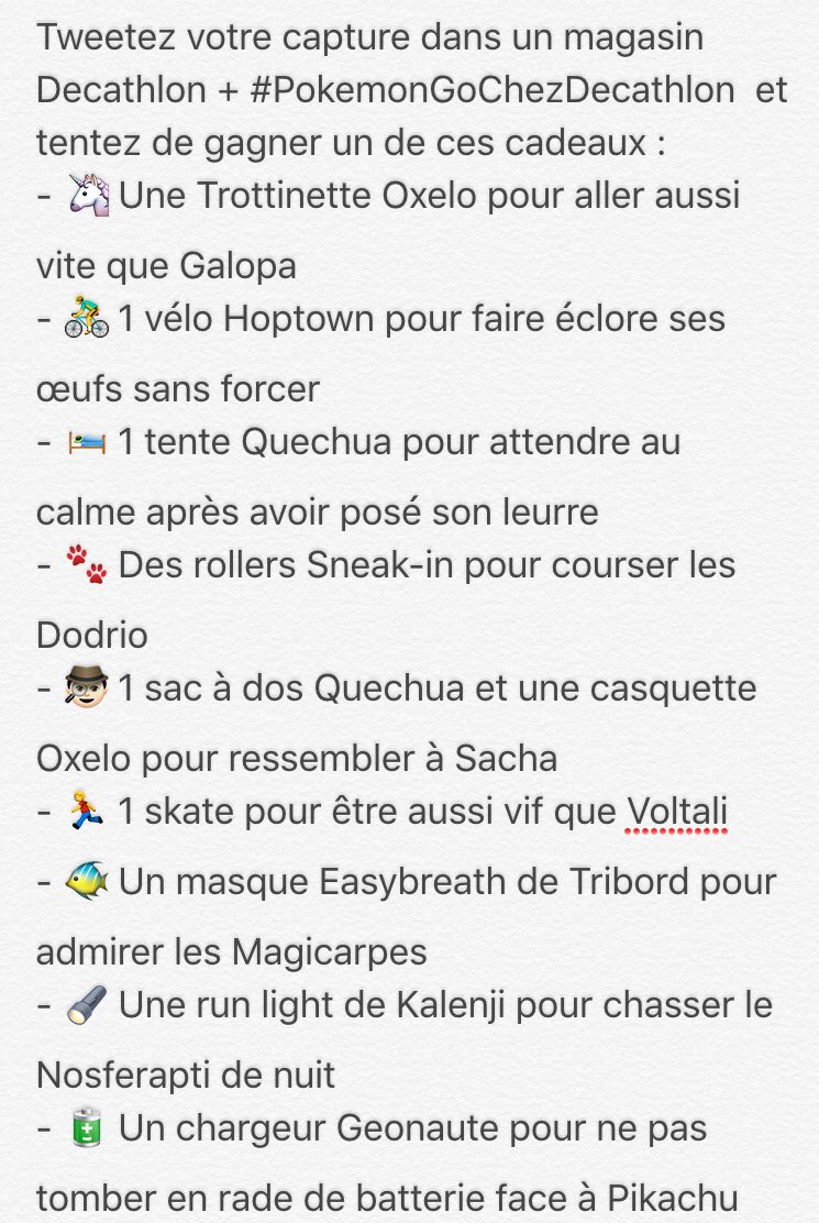 Avec #PokemonGOChezDecathlon , on vous équipe pour devenir le meilleur dresseur.
📷 On attend vos captures !