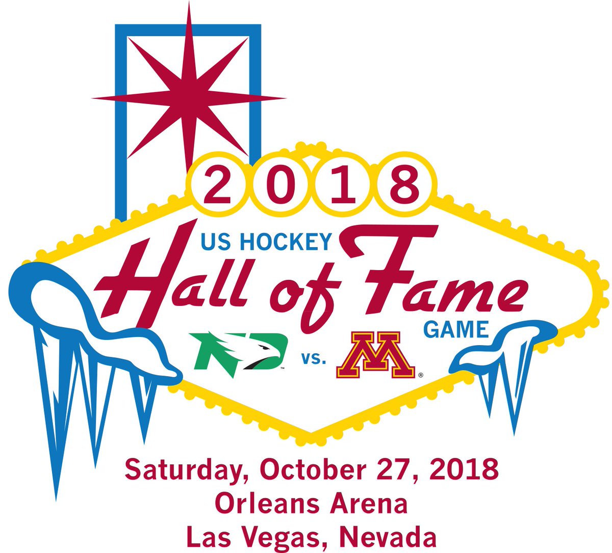 UNDmhockey's tweet photo. Vegas, baby! 

UND to face Gophers in 2018 U.S. Hockey HOF Game in Las Vegas: https://t.co/e9kacWz2Wm #UNDproud https://t.co/FVOrfpzulY