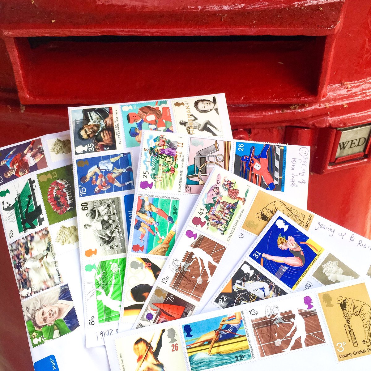 ArtStamped's tweet photo. Sporty stamps today! #9daystogo #Rio2016 @TeamGB #bringonthegreat #goldready https://t.co/9fjYulyh60