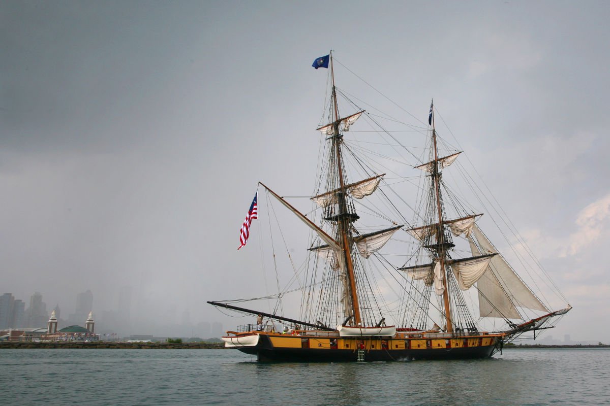 ColumbiaYC's tweet photo. The @tallshipsfleet arrives in Chicago w/a sail parade right by #ColYC today! Watch from the #Abegweit! #tallships https://t.co/srmAuYXKPy