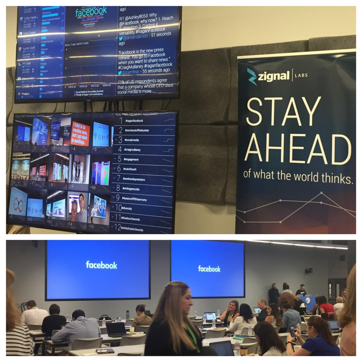 Aimeebev11's tweet photo. Hanging out Facebook HQ today. Come check out our #zignalcommandcenter ! @ZignalLabs #raganfacebook https://t.co/KdDkCnyc2s