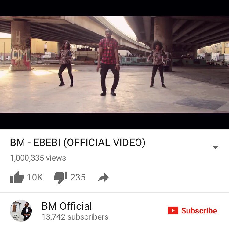 Artist_BM's tweet photo. My first video to hit 1 Million views!! Many more to come 🙏🏼 Thank you everyone! #Ebebi https://t.co/WV90FJBI7r