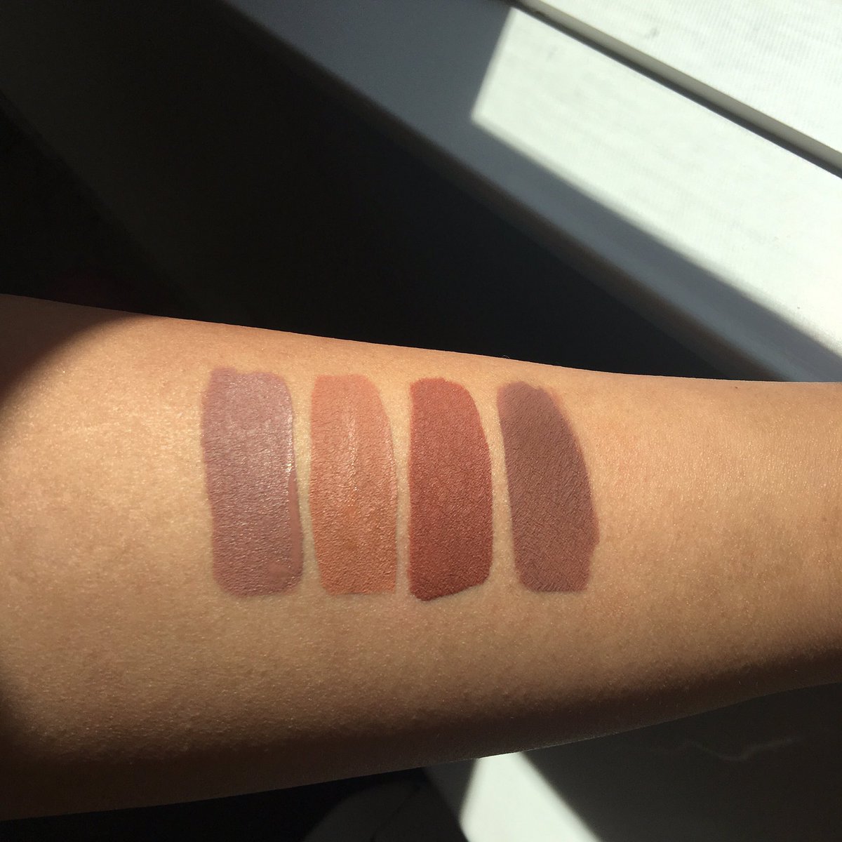 KylieJenner's tweet photo. Left to Right still available: Maliboo, Exposed, Ginger, Dolce. https://t.co/bDaiohhXCV https://t.co/V2urUoazWF