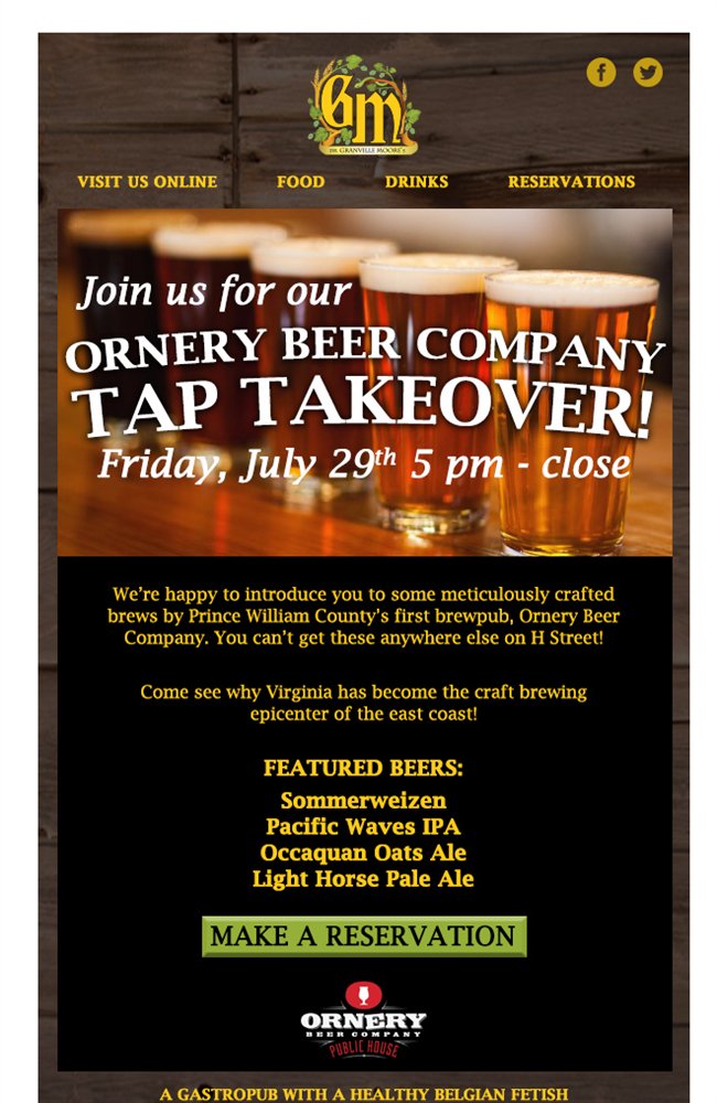 Ornery Brewing Company is taking over our taps! bit.ly/2amJIyR