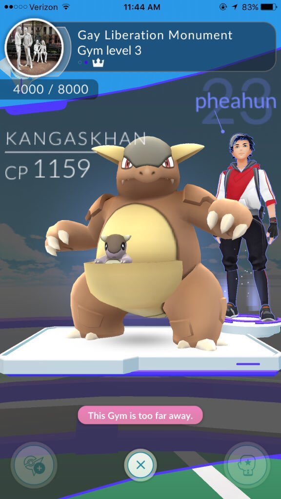 PokeGoServers's tweet image. Cool find in a gym in NYC. Kangaskhan do exist folks!