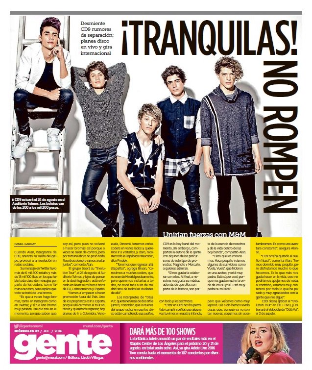 daniel_garibay's tweet image. .@CD9 no se desintegra, al contrario, hoy confiesa a @gentemural sus planes de gira, nuevo disco en vivo y más...