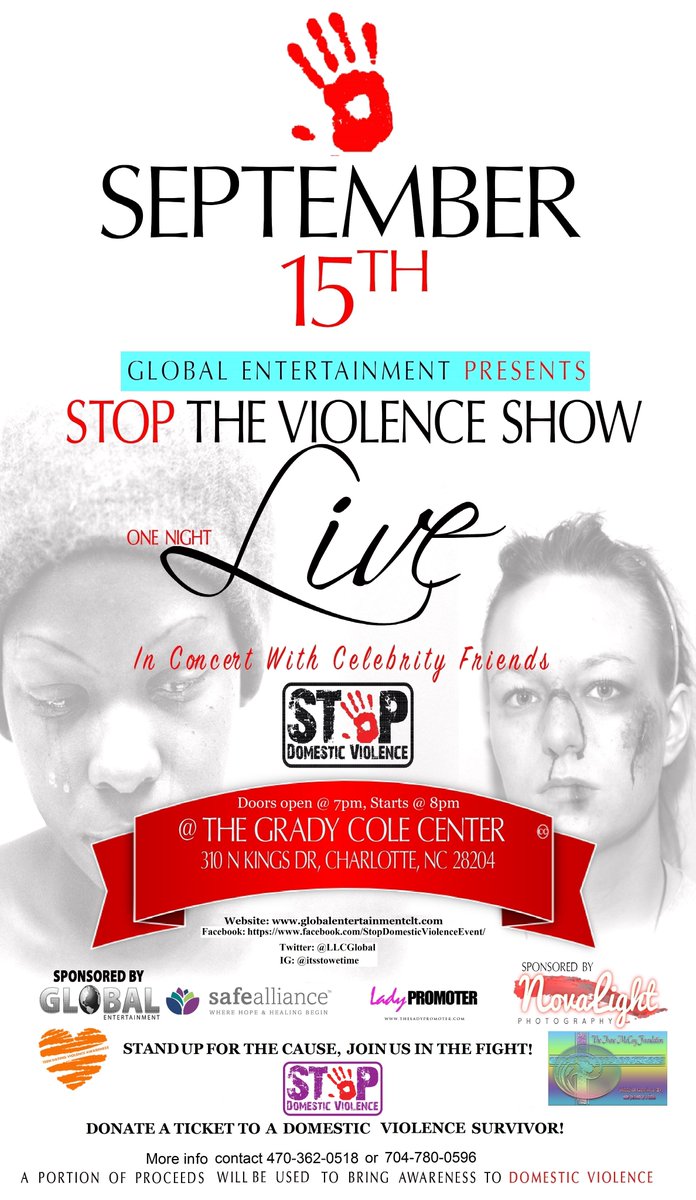 LLCGlobal's tweet image. Want to purchase a ticket for a DV Survivor. Call 704-780-0596 to learn how. #Reveal2Heal #LetsGoGlobal