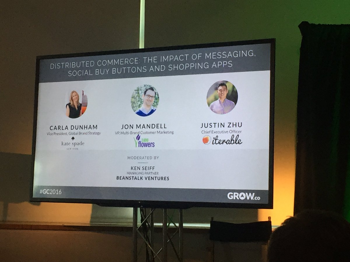 Iterable's tweet photo. Distributed Commerce panel at #GrowCommerce with @katespadeny, @1800flowers and @iterable (@growco) https://t.co/15ZXFzY9ud