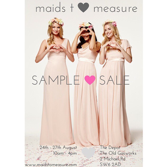 MaidstoMeasure's tweet photo. Sample sale alert!!! 24-27th August!!! 10am- 4pm 💕 #weddinghour #bridesmaids #samplesale https://t.co/P59a3SJlwT