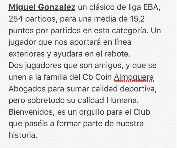 CBaloncestoCoin's tweet photo. Un poco mas de info sobre el fichaje de @IsmaTorres_9 y #miguelgonzlez #unetelsueño #coineba https://t.co/lP78rTsOSm