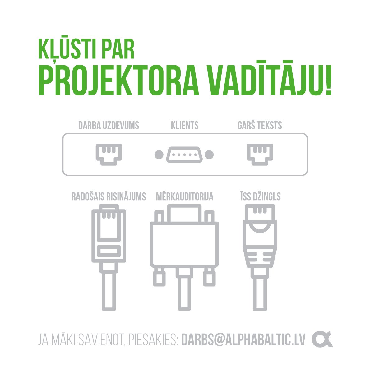 AlphaBaltic's tweet photo. Alpha Baltic meklē reklāmas projektu vadītāju. CV un motivācijas vēstuli sūti uz darbs@alphabaltic.lv #teirdarbs https://t.co/VG6pavJumx