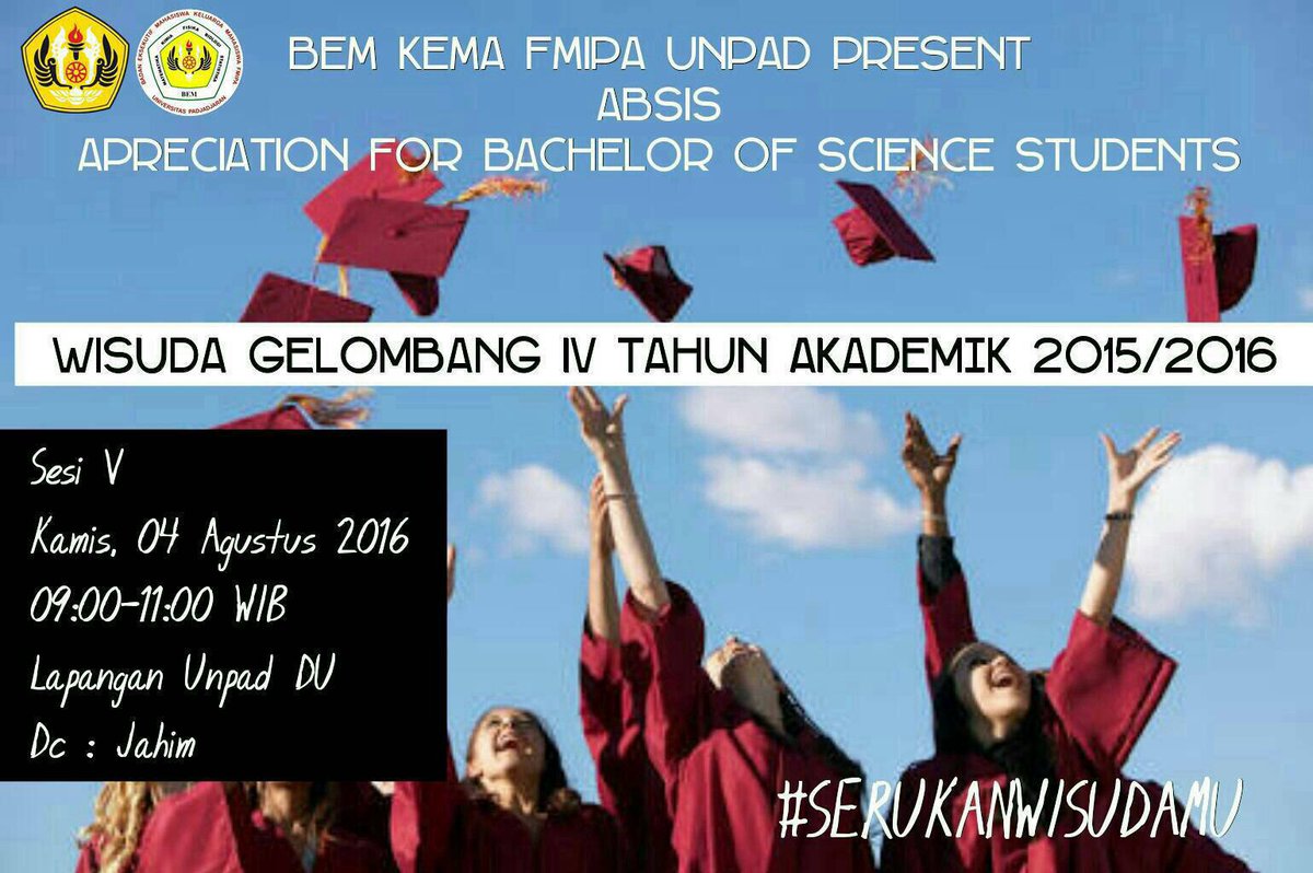 BEM Kema FMIPA Unpad mengucapkan
Selamat kepada Akang Teteh Wisudawan/wati Kema FMIPA Universitas Padjadjaran🎓🎓🎓