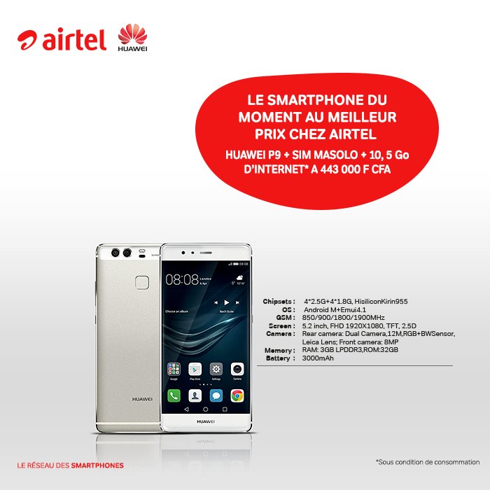 airtel_congob's tweet photo. #HuaweiP9 au meilleur prix avec 1 #SimMasolo + 10,5Go offerts.
#AirtelLeRéseaudesSmartphones #Congo242 https://t.co/39IOrkcKzG