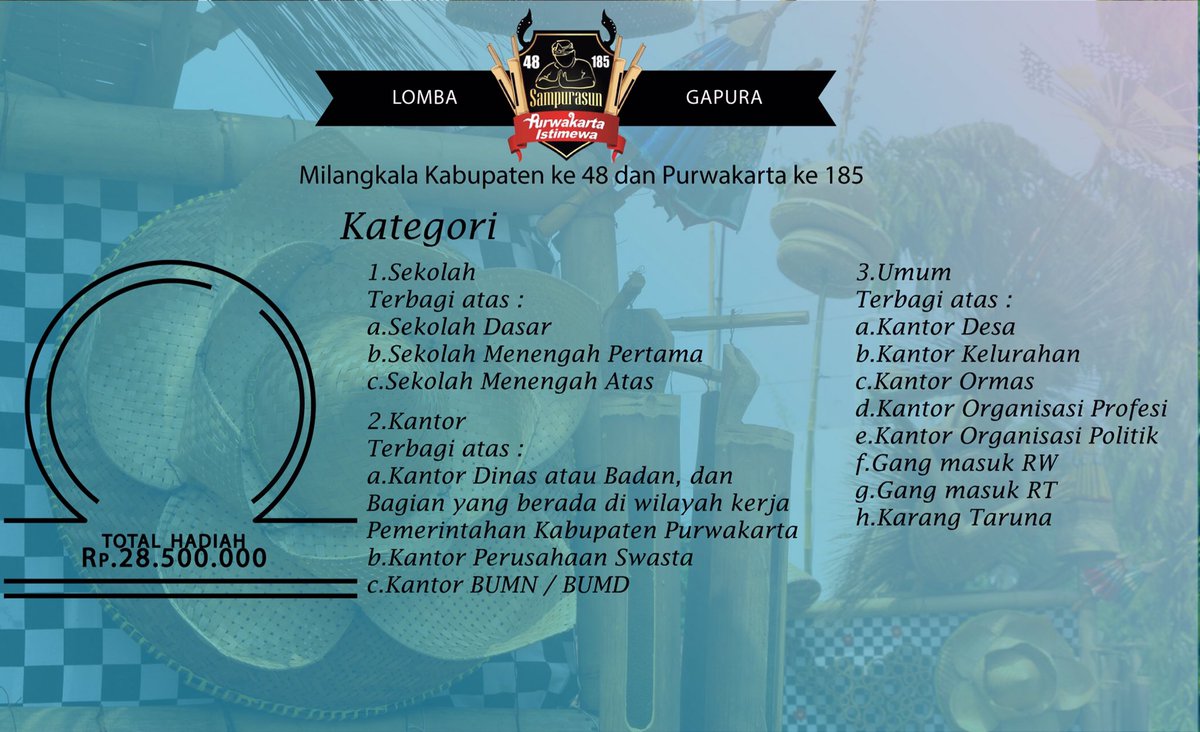 DiskominfoPWK's tweet photo. Lomba Gapura Dimilangkala Purwakarta syarat dan ketentuan mengikuti lomba bisa dibawah ini ya https://t.co/rwoR9g806I
