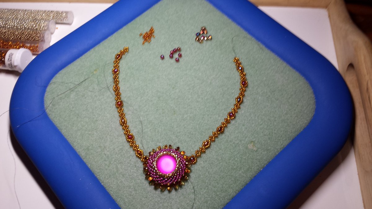 On my bead mat....a delicate chain for a handmade #pendant #jewelrymaking #beadweaving
