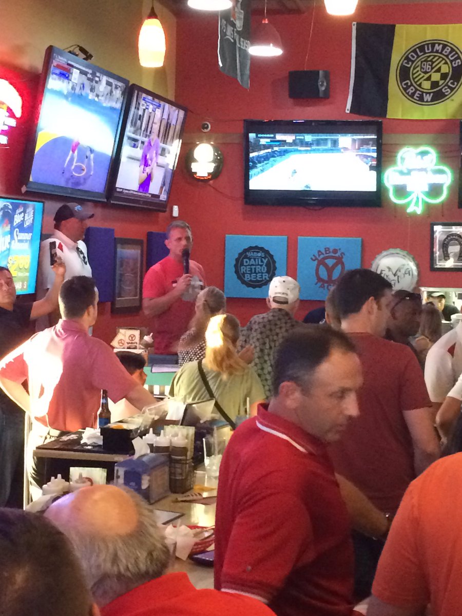 In Columbus for the Olympic send off with Kyle Snyder and Tervel Dlagnev. Tom Ryan giving a speech.
