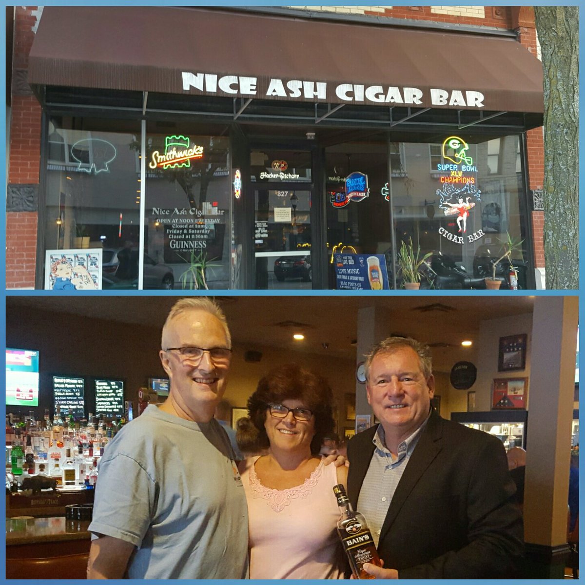 TheWhiskyMaker's tweet photo. .@BainsWhisky great evening @NiceAshCigarBar #Waukesha thx to Jeff &amp; Joette @terlatomedia @liezldippenaar #BainsUSA https://t.co/LvymEsnkgU