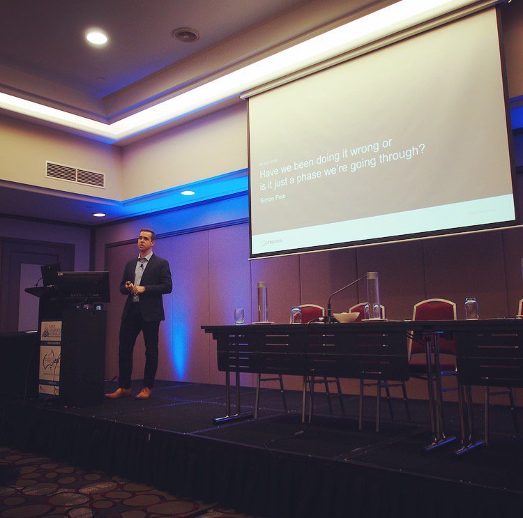 unispaceglobal's tweet photo. Have we been doing it wrong or is it just a phase we’re going through? @simon_pole at #nextgenerationworkplace https://t.co/3juf73DvBi