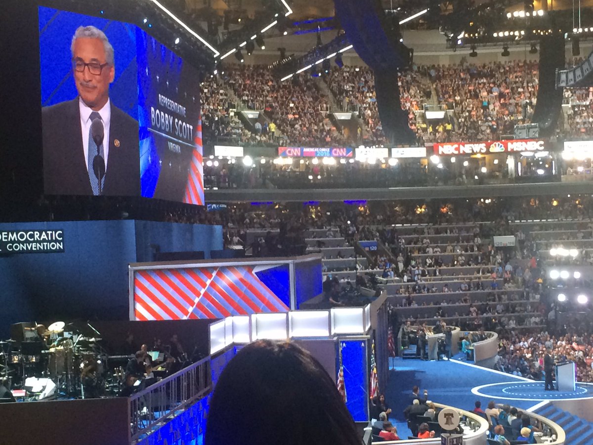 FilAms4Hillary's tweet photo. Mexican/Fil-Am Rep. @BobbyScott4VA3 takes the stage to talk about VP Nominee @timkaine! #FilAmsForHillary #AAPIatDNC https://t.co/2CHJCYBLwq