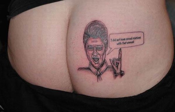 TuckerSarge's tweet photo. suMbody toad me that @HillaryClinton has thi s tatt-Ud on her ass? She gots mines vote!!! #America  #DNC #DNCinPHL https://t.co/DR90bgWTSm