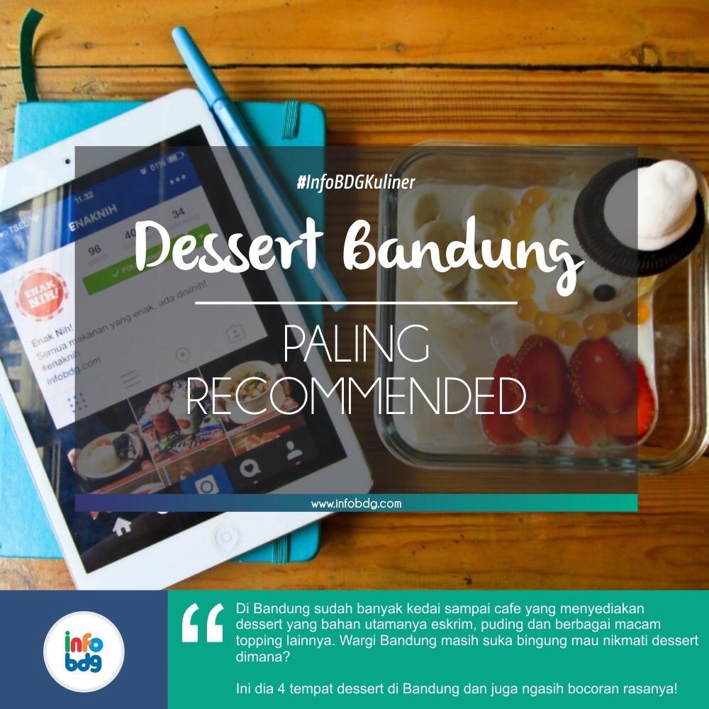 infobdg's tweet photo. Dessert Paling Recommended Di Bandung https://t.co/np9pgBE0Xa #infoBDGkuliner https://t.co/WWxTiGWcwj