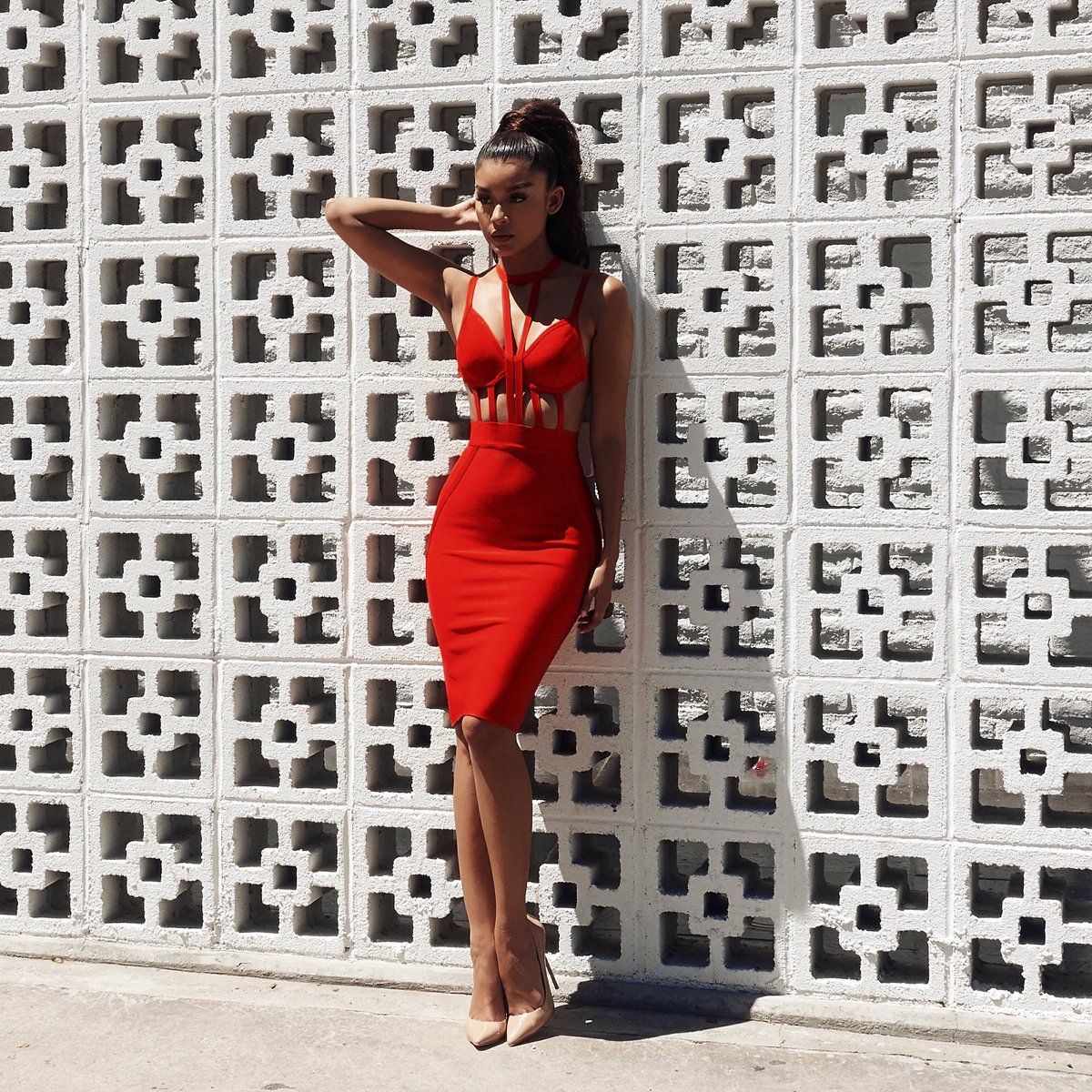 house of cb red bandage dress