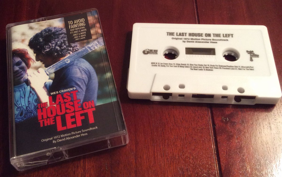 c60c90go's tweet photo. To avoid fainting play - Wes Craven's The Last House on the Left Soundtrack by David Alexander Hess #cassette https://t.co/Fsvk8eAgHe