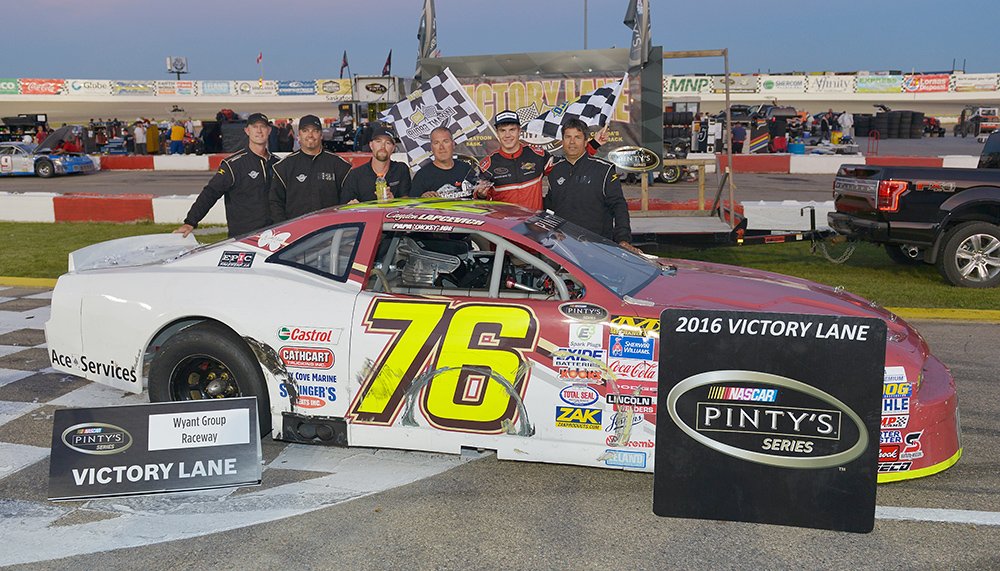 NASCARRegional's tweet image. #NPS Victory Lane Image: Cayden Lapcevich and his team celebrate his first series win @wyantgrprace #VPT250 #NASCAR
