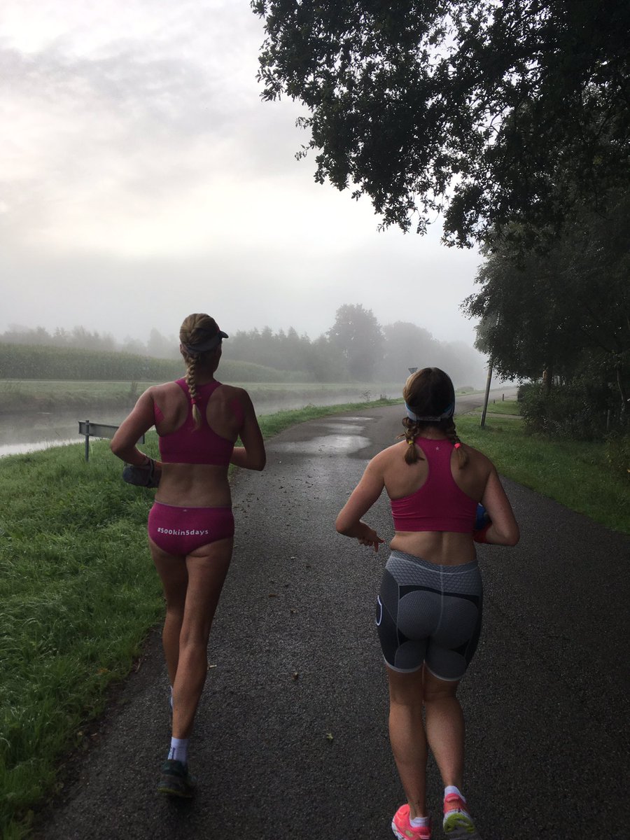 8km into day 2. Legs SORE this morning. A misty start #simplyrunderful <a href="/pinkribbonfound/">pinkribbonfoundation</a> @Runningdutchie
