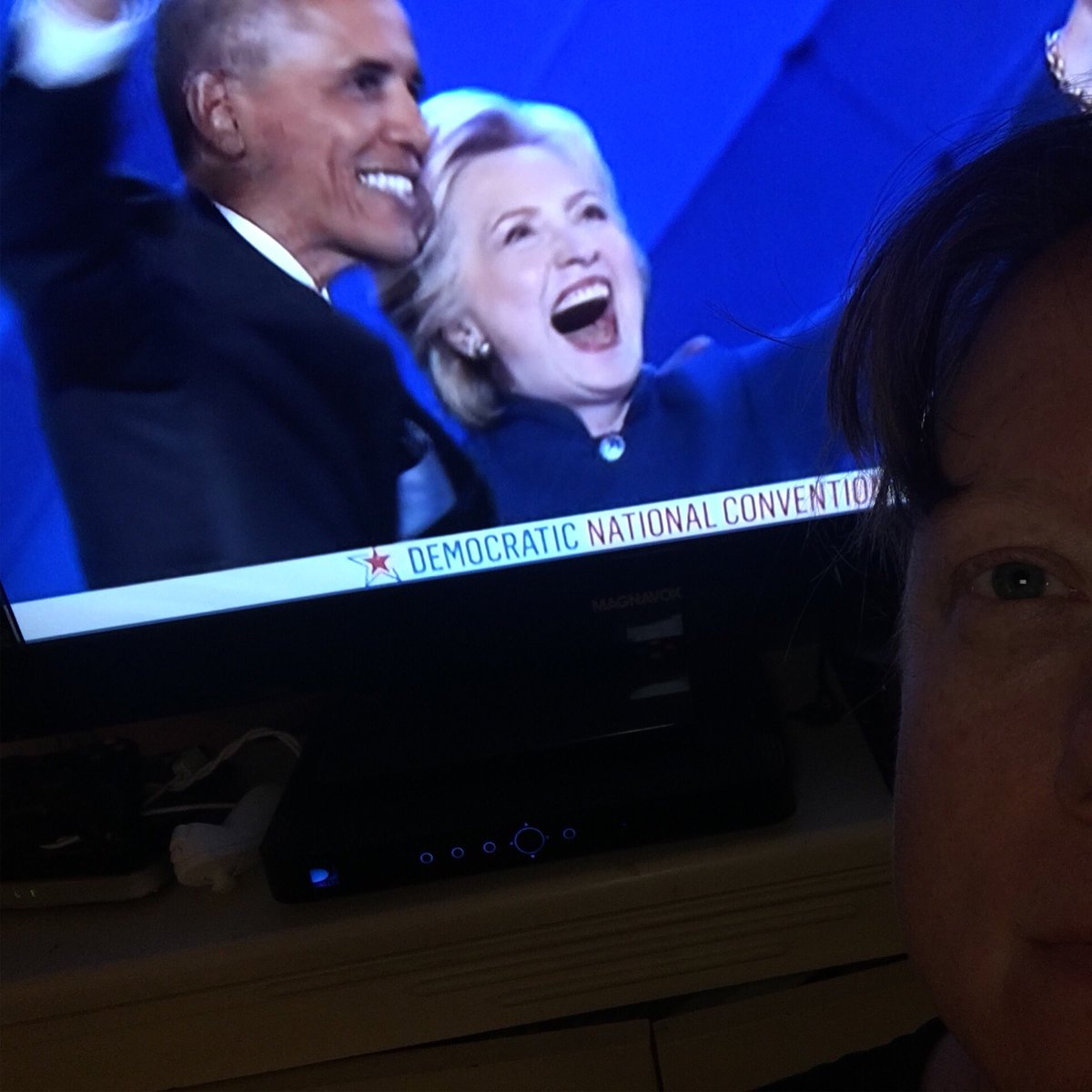 jesse_michener's tweet photo. This night. Forever. #ImWithHer #demsinphilly #DemConvention #StrongerTogether #Decision2016 https://t.co/hQXy75F6oB