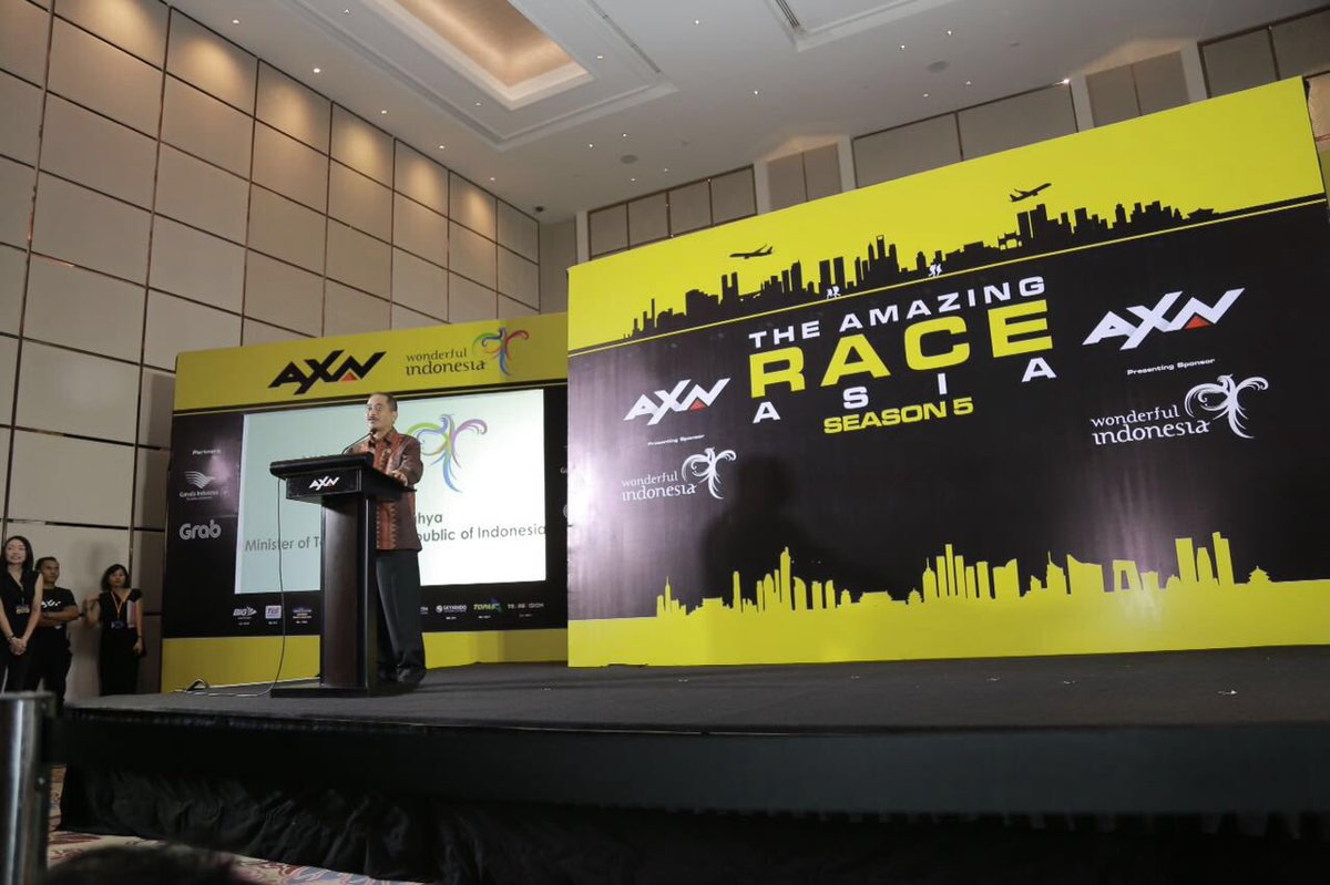 KemenPariwisata's tweet photo. Menpar @ir_ariefyahya hadiri Press Conference The Amazing Race Asia Season 5 di Fairmont Hotel Jakarta. 28/07/16 https://t.co/lSHErIC6fR