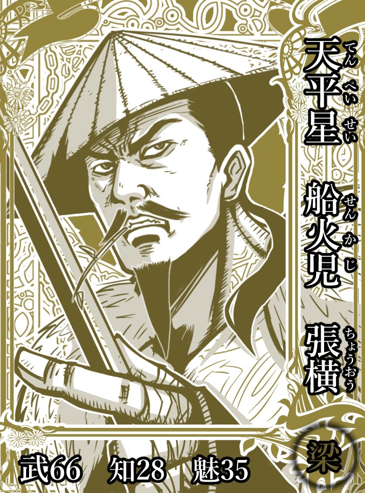 梁山泊第28席の好漢。張順の兄。船火児の名が示すように元は船頭で、追剥を生業としていた。梁山泊入山後は水軍頭領の一人となるも、目立った活躍はできなかった。#水滸伝 