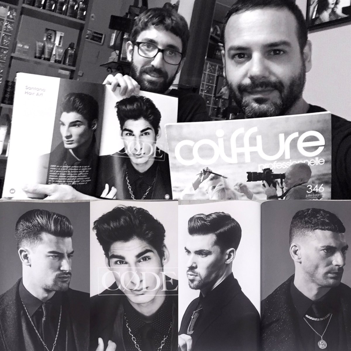 NOIRsalon_'s tweet image. Felices con CØDE para @CoiffureProf #raulsantana #Code #peluqueria #modahombre